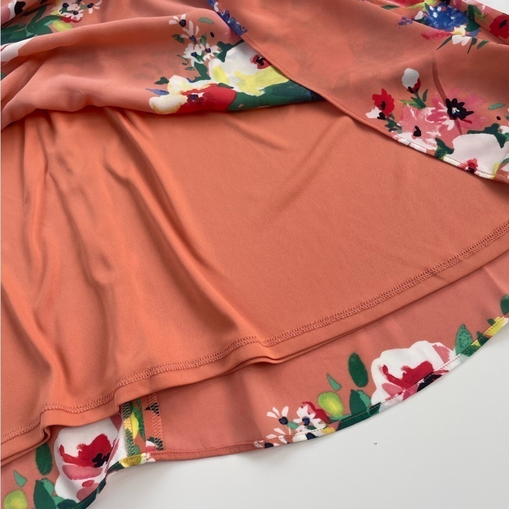 Express Orange Tropical Floral Summer Halter Top Mini Length Dress Size Medium - Picture 8 of 13